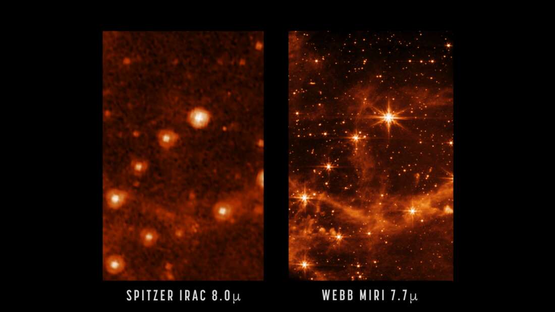 Fantastik Gif, JWST'nin Spitzer'a Göre Ne Kadar Daha Keskin Görselleri Olduğunu Gösteriyor